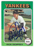 Autographed RICK DEMPSEY New York Yankees 1975 Topps Card