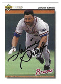 Autographed LONNIE SMITH Atlanta Braves 1992 Upper Deck Card
