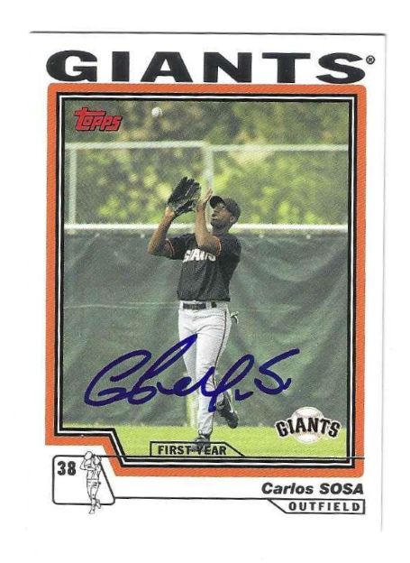 Autographed CARLOS SOSA San Francisco Giants 2004 Topps Card