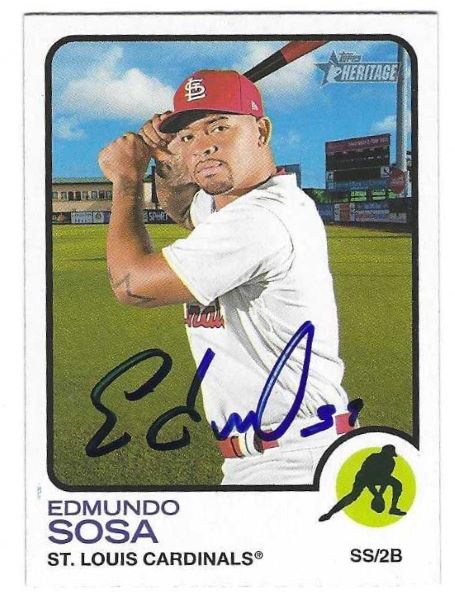 Autographed EDMUNDO SOSA St. Louis Cardinals 2022 Topps Heritage Card #141