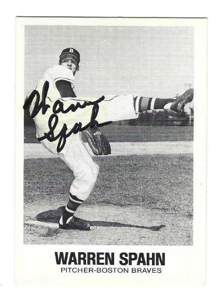 Autographed  WARREN SPAHN Boston Braves 1977 TCMA Renato Galasso card