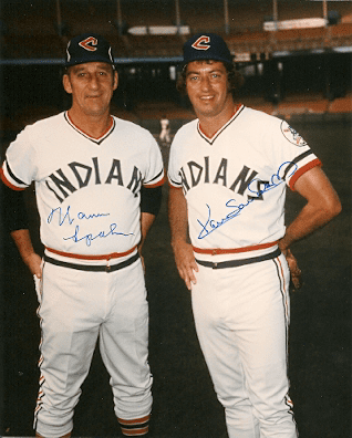 AUTOGRAPHED  photo WARREN SPAHN & KEN SANDERS Cleveland Indians