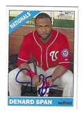 Autographed DENARD SPAN Washington Nationals 2015 Topps Heritage Card #328