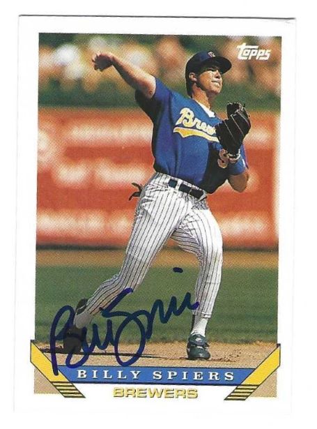 Autographed BILLY SPIERS Milwaukee Brewers 1993 Topps Card