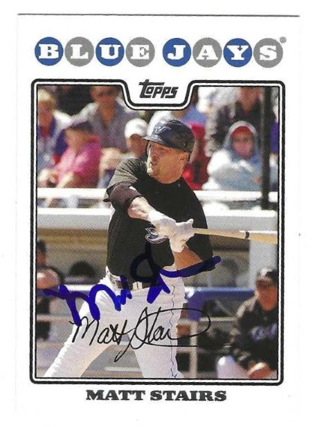Autographed MATT STAIRS Toronto Blue Jays 2008 Topps Card #134