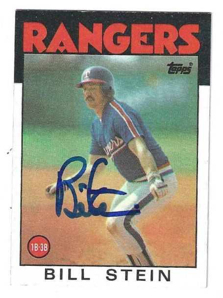 Autographed BILL STEIN Texas Rangers 1986 Topps Card