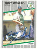 Autographed TERRY STEINBACH Oakland A's 1989 Fleer Card