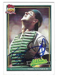 Autographed TERRY STEINBACH Oakland A's 1991 Topps Card