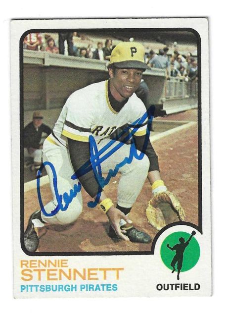 Autographed RENNIE STENNETT Pittsburgh Pirates 1973 Topps Card