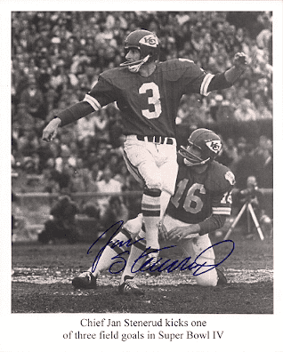 Autographed JAN STENERUD 8x10 Kansas City Chiefs Photo