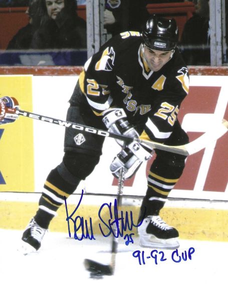 Autographed KEVIN STEVENS "91-912 Cup" 8X10 Pittsburgh Penguins Photo