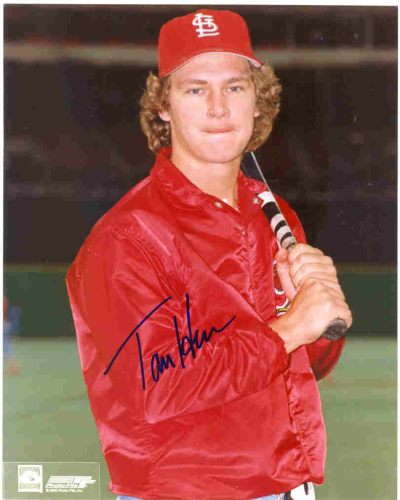 AUTOGRAPHED TOM HERR 8X10 St. Louis Cardinals Photo