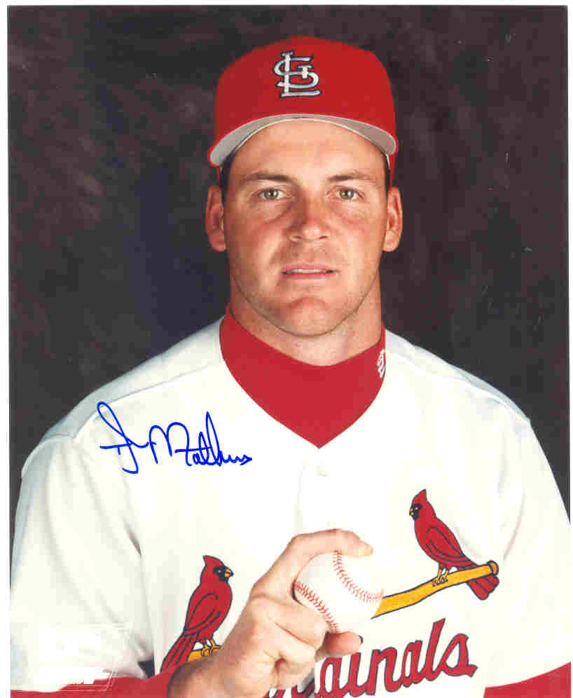 AUTOGRAPHED T.J.  MATHEWS 8X10 St. Louis Cardinals Photo