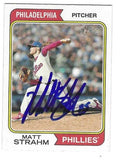 Autographed MATT STRAHM Philadelphia Phillies 2023 Topps Heritage Card