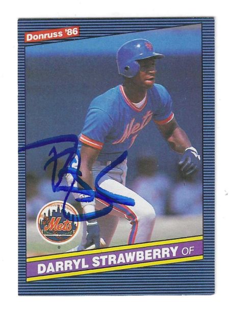 Autographed 1986 Donruss DARRYL STRAWBERRY New York Mets card #197