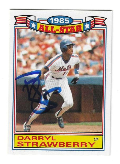 Autographed 1986 Topps Glossy All-Star DARRYL STRAWBERRY New York Mets card #19