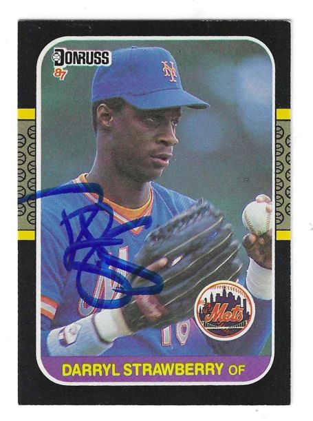 Autographed 1987 Donruss DARRYL STRAWBERRY New York Mets card #118