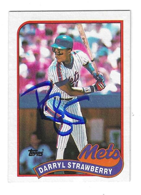 Autographed 1989 Topps DARRYL STRAWBERRY New York Mets card #300