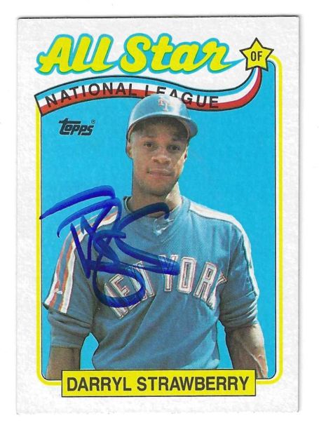 Autographed 1989 Topps DARRYL STRAWBERRY New York Mets card #390