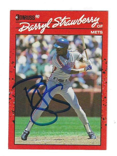 Autographed 1990 Donruss DARRYL STRAWBERRY New York Mets card #235