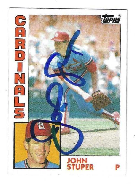 Autographed JOHN STUPER  St. Louis Cardinals 1984 Topps Card