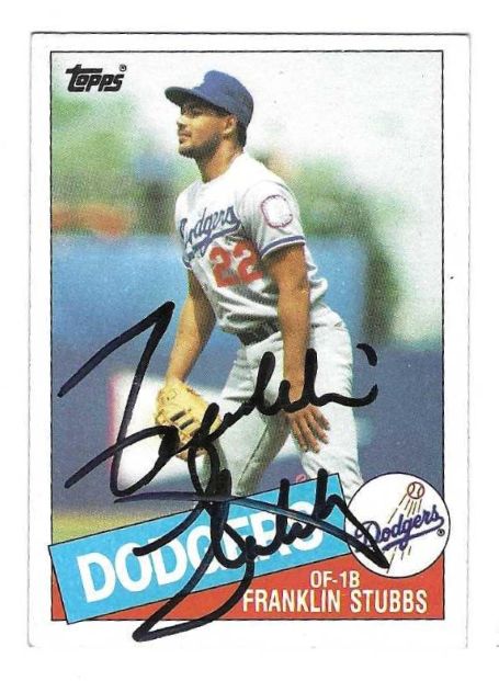 Autographed FRANKLIN STUBBS Los Angeles Dodgers 1985 Topps Card