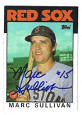 Autographed MARC SULLIVAN Boston Red Sox 1986 Topps Card