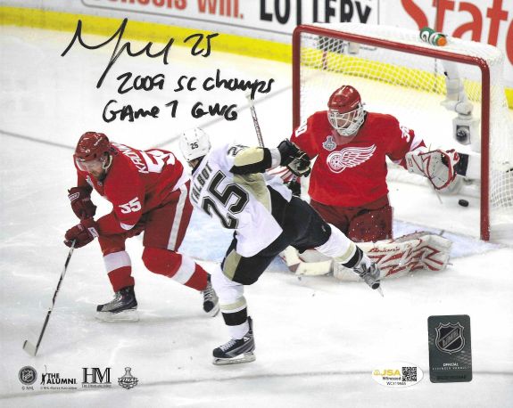 Autographed MAX TALBOT "2009 SC Champs, Game 7 GWG" 8x10 Pittsburgh Penguins Photo