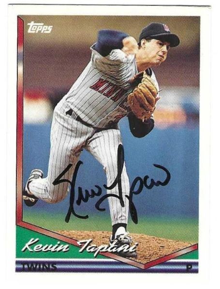 Autographed KEVIN TAPANI Minnesota Twins 1994 Topps Card