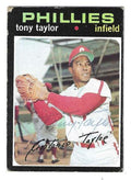 Autographed TONY TAYLOR Philadelphia Phillies 1971 Topps Card