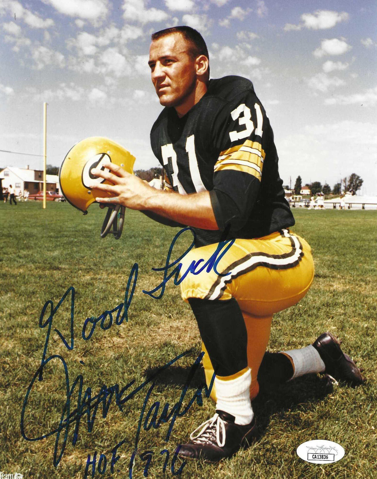 Autographed Jim Taylor "HoF 1976" Green Bay Packers 8x10 Photo w/ JSA COA