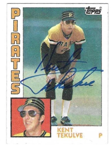 Autographed  KENT TEKULVE Pittsburgh Pirates 1984 Topps Card