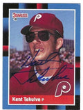 Autographed KENT TEKULVE Philadelphia Phillies 1988 Donruss Card