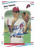 Autographed KENT TEKULVE Philadelphia Phillies 1988 Fleer Card