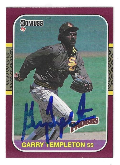 Autographed GARRY TEMPLETON San Diego Padres 1987 Donruss Opening Day Card