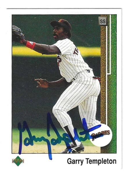 Autographed GARRY TEMPLETON San Diego Padres 1989 Upper Deck Card