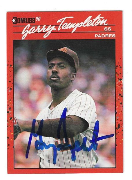 Autographed GARRY TEMPLETON San Diego Padres 1990 Donruss Card
