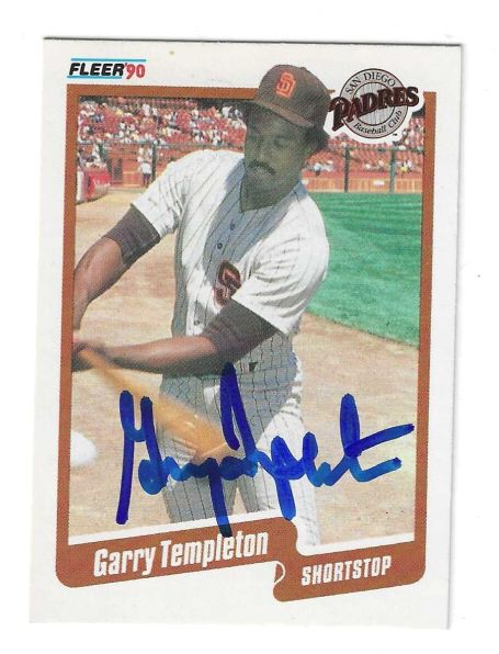 Autographed GARRY TEMPLETON San Diego Padres 1990 Fleer Card