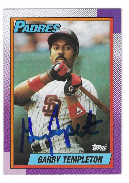 Autographed GARRY TEMPLETON San Diego Padres 1990 Topps Card