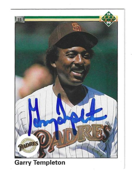 Autographed GARRY TEMPLETON San Diego Padres 1990 Upper Deck Card
