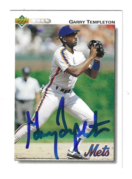 Autographed GARRY TEMPLETON New York Mets 1992 Upper Deck Card