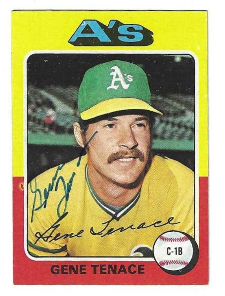 Autographed GENE TENACE Oakland A's 1975 Topps Card