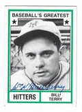 Autographed  BILL TERRY New York Giants 1982 TCMA Baseball's Greatest Hitters Card