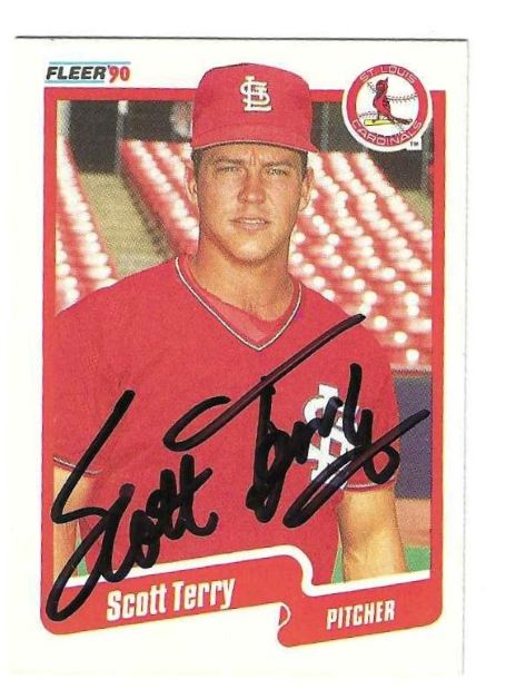 Autographed SCOTT TERRY St. Louis Cardinals 1990 Fleer Card