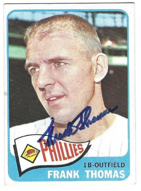 Autographed FRANK THOMAS Philadelphia Phillies 1965 Topps Card