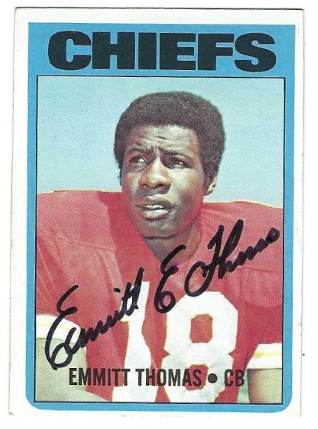 Autographed Emmitt Thomas Kansas City Chiefs 1972 Topps Rookie card #157