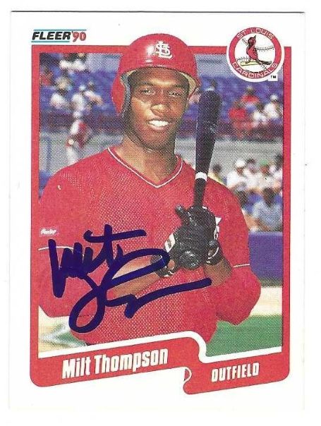 Autographed MILT THOMPSON St. Louis Cardinals 1990 Fleer Card