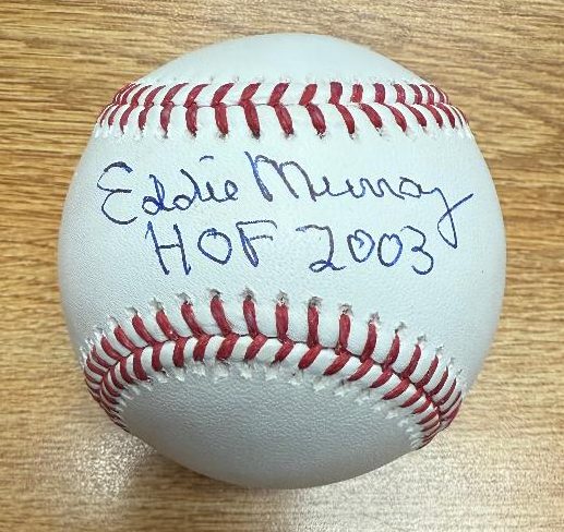 Autographed EDDIE MURRAY HOF 2003 Official Rawlings Major League Baseball Beckett Witnessed