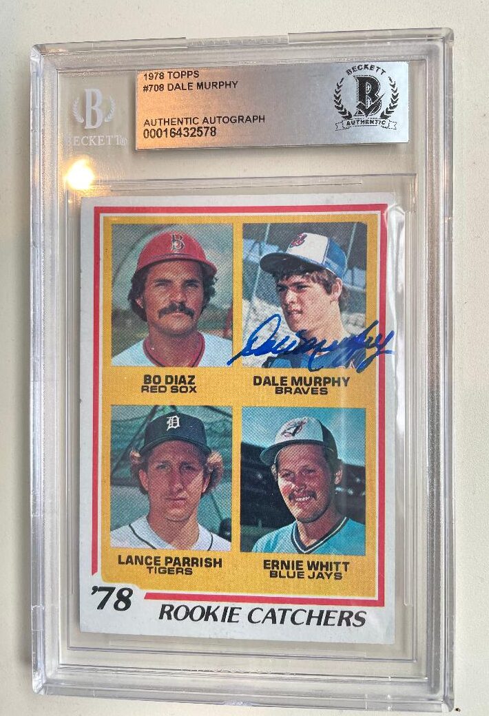 Autographed 1978 Topps Dale Murphy Atlanta Braves card #708 Beckett Slabbed