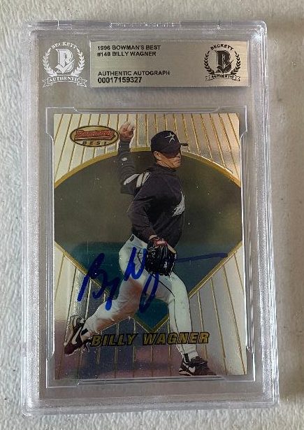 Signed 1996 BILLY WAGNER Houston Astros Bowman's Best Card #148 Beckett Slabbed